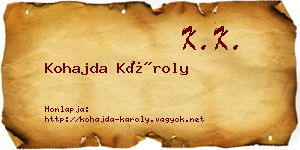 Kohajda Károly névjegykártya